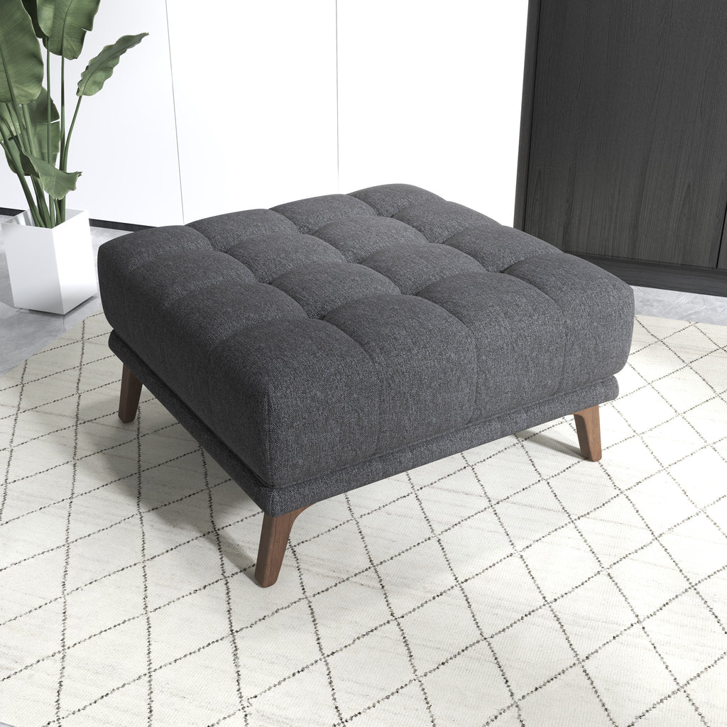 Addison Square Dark Grey Upholstered Ottoman