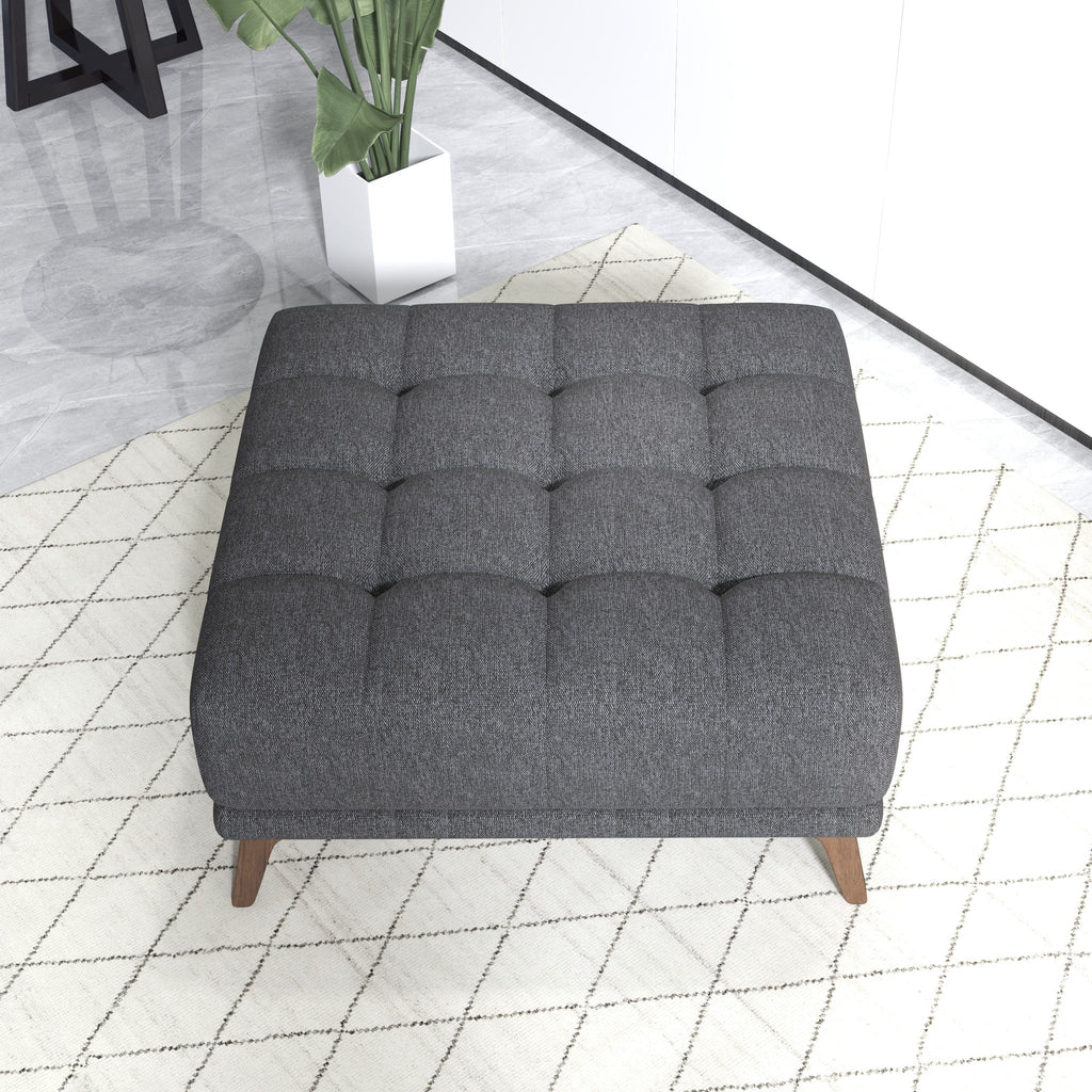 Addison Square Dark Grey Upholstered Ottoman