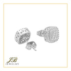 Square 9 Cubic Zirconia Earrings 14K Gold Filled Silver Hip Hop Studs Jewelry Women Men