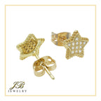 Star 14K Gold Filled Silver Earrings Cubic Zirconia Hip Hop Studs Jewelry Men Women