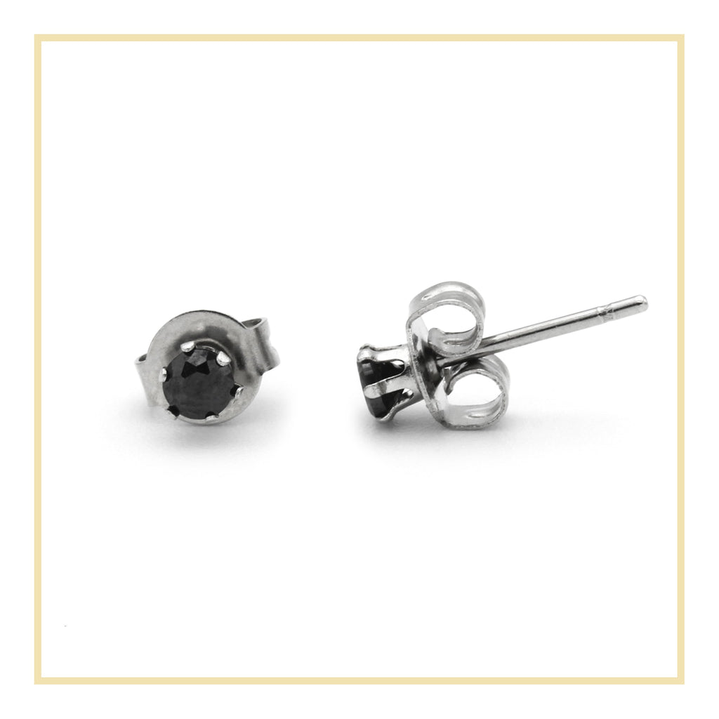 Cubic Zirconia Round Stud Earrings Stainless Steel Black Jewelry Men Women