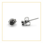 Cubic Zirconia Round Stud Earrings Stainless Steel Black Jewelry Men Women