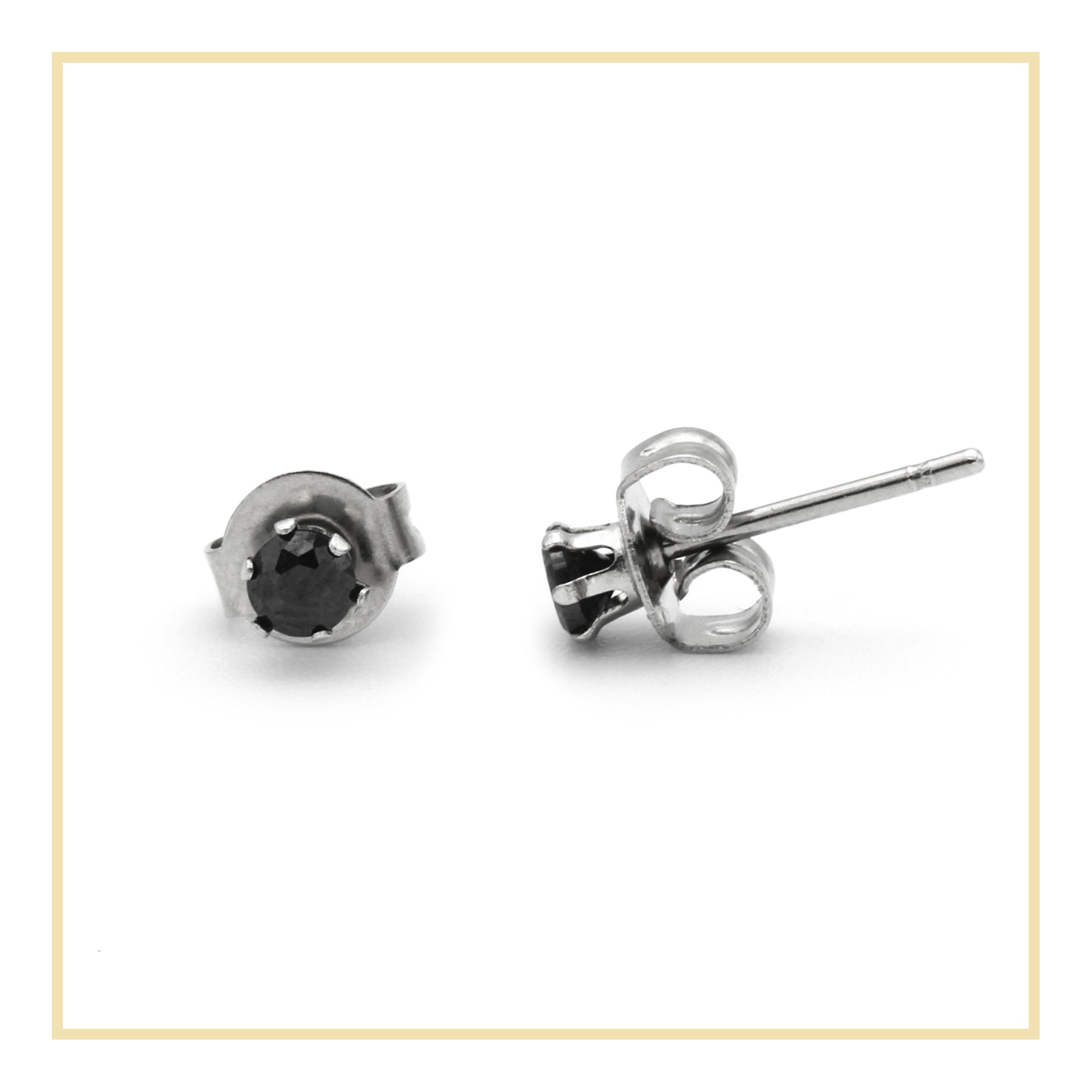 Cubic Zirconia Round Stud Earrings Stainless Steel Black Jewelry Men Women