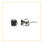 Cubic Zirconia Square Stud Earrings Stainless Steel Black Jewelry Men Women