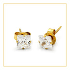 Cubic Zirconia Square 14K Gold Filled Stud Earrings Stainless Steel Jewelry Men Women