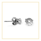 Cubic Zirconia Round Stud Earrings Stainless Steel Silver Jewelry Men Women