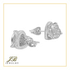 Heart 1 Cubic Zirconia Earrings 14K Gold Filled Silver Hip Hop Studs Jewelry Women