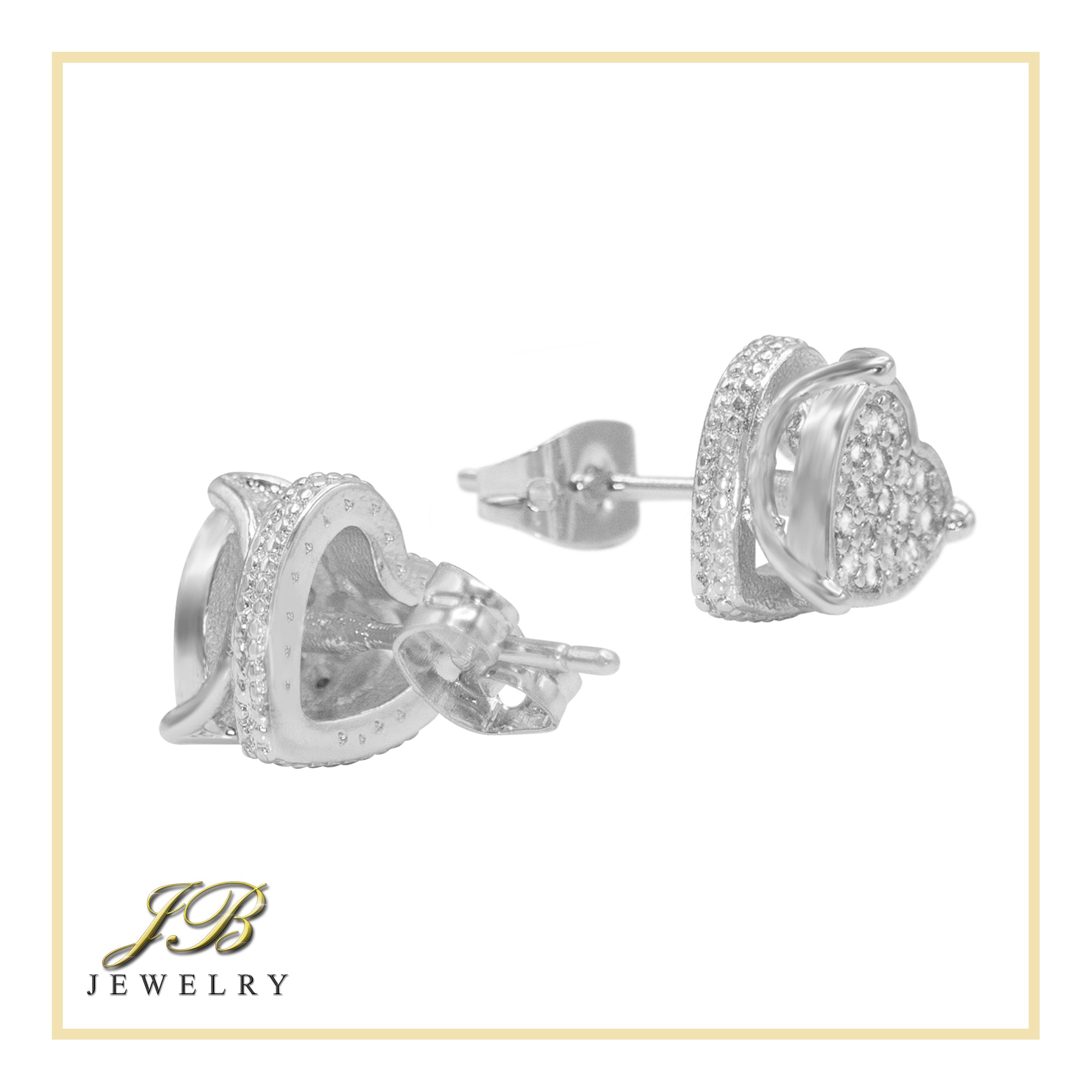 Heart 1 Cubic Zirconia Earrings 14K Gold Filled Silver Hip Hop Studs Jewelry Women