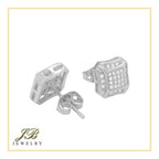 Square 8 Cubic Zirconia Earrings 14K Gold Filled Silver Hip Hop Studs Jewelry Women Men