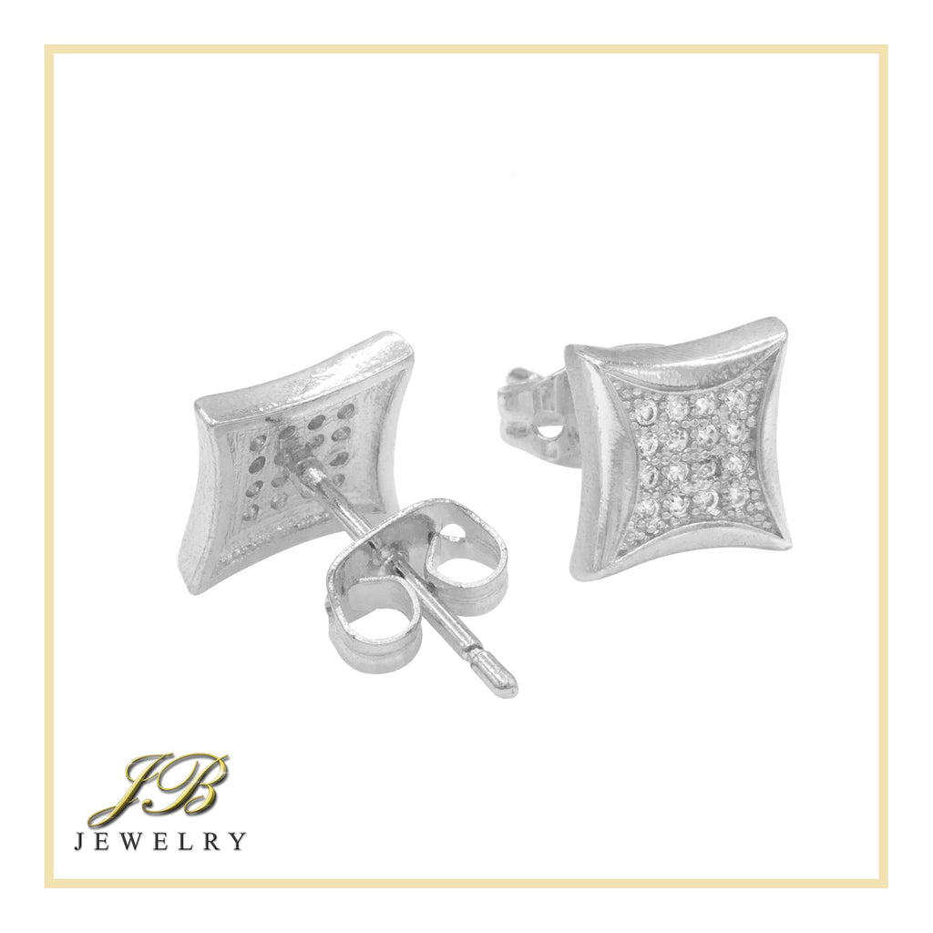 Square 5 Cubic Zirconia Earrings 14K Gold Filled Silver Hip Hop Studs Jewelry Women Men