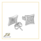 Square 5 Cubic Zirconia Earrings 14K Gold Filled Silver Hip Hop Studs Jewelry Women Men