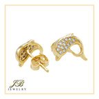 Dolphin 1 Cubic Zirconia Earrings 14K Gold  Silver Filled Hip Hop Studs Jewelry Women