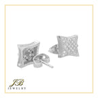 Square 7 Cubic Zirconia Earrings 14K Gold Filled Silver Hip Hop Studs Jewelry Women Men