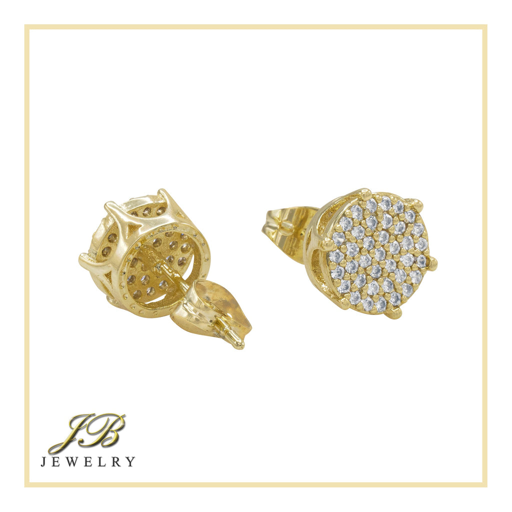 Round 5 Cubic Zirconia Earrings 14K Gold Filled Hip Hop Studs Jewelry Women Men