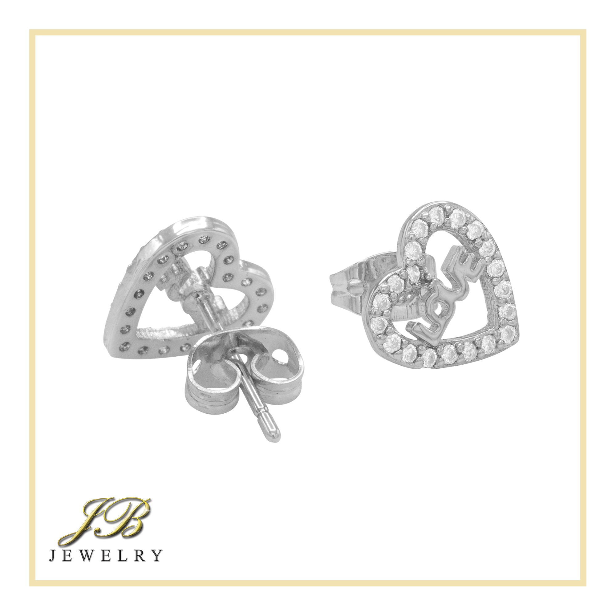 Heart 14 Cubic Zirconia Earrings 14K Gold Filled Silver Hip Hop Studs Jewelry Women