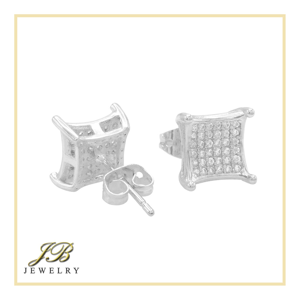 Square 18 Cubic Zirconia Earrings 14K Gold Filled Silver Hip Hop Studs Jewelry Women Men