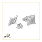 Square 11 Cubic Zirconia Earrings 14K Gold Filled Silver Hip Hop Studs Jewelry Women Men