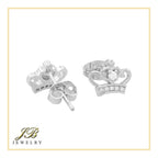 Crown 2  Earrings Cubic Zirconia Hip Hop 14K Gold Filled Silver Studs Jewelry Women