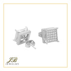 Square 19 Cubic Zirconia Earrings 14K Gold Filled Silver Hip Hop Studs Jewelry Women Men
