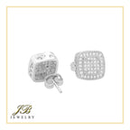 Double Square 6 Cubic Zirconia Earrings 14K Gold Filled Silver Hip Hop Studs Ear Piercing Jewelry Women Men