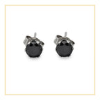 Cubic Zirconia Round Stud Earrings Stainless Steel Black Jewelry Men Women