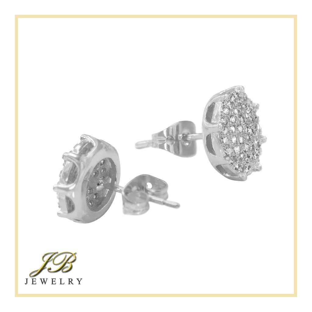 Round 2 Cubic Zirconia Earrings 14K Gold Filled Silver Hip Hop Studs Jewelry Women Men