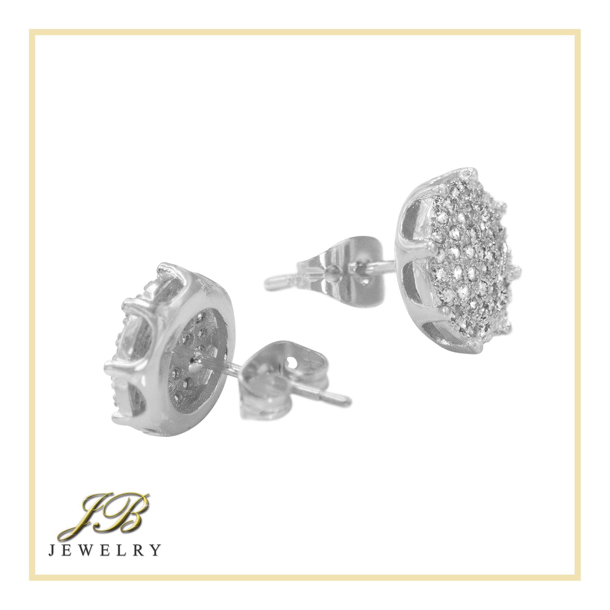 Round 2 Cubic Zirconia Earrings 14K Gold Filled Silver Hip Hop Studs Jewelry Women Men