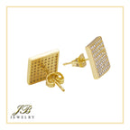 Square 1 Cubic Zirconia Earrings 14K Gold Filled Silver Hip Hop Studs Jewelry Women Men