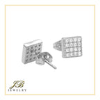 Square 4 Cubic Zirconia Earrings 14K Gold Filled Silver Hip Hop Studs Jewelry Women Men