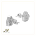 Heart 2 Cubic Zirconia Earrings 14K Gold Filled Silver Hip Hop Studs Jewelry Women