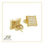 Square 6 Cubic Zirconia Earrings 14K Gold Filled Silver Hip Hop Studs Jewelry Women Men