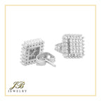 Square 2 Cubic Zirconia Earrings 14K Gold Filled Silver Hip Hop Studs Jewelry Women Men