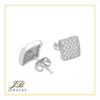 Square 14 Cubic Zirconia Earrings 14K Gold Filled Silver Hip Hop Studs Jewelry Women Men