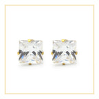 Cubic Zirconia Square 14K Gold Filled Stud Earrings Stainless Steel Jewelry Men Women