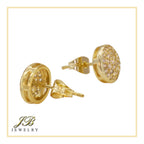 Round 1 Cubic Zirconia Earrings 14K Gold Filled Hip Hop Studs Jewelry Women Men