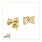 Bow Tie 14K Gold Filled Earrings Cubic Zirconia Hip Hop Studs Jewelry Men Women
