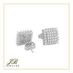 Double Square 7 Cubic Zirconia Earrings 14K Gold Filled Silver Hip Hop Studs Jewelry Women Men