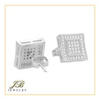 Double Square 1 Cubic Zirconia Earrings 14K Gold Filled Silver Hip Hop Studs Jewelry Women Men