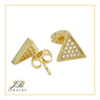 Triangle 14K Gold Filled Silver Earrings Cubic Zirconia Hip Hop Studs  Jewelry Men Women