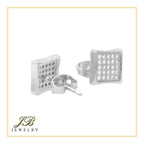 Square 3 Cubic Zirconia Earrings 14K Gold Filled Silver Hip Hop Studs Jewelry Women Men