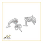 Dolphin 2 Cubic Zirconia Earrings 14K Gold Filled Silver Hip Hop Studs Jewelry Women