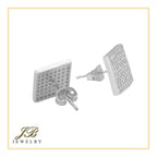 Square 1 Cubic Zirconia Earrings 14K Gold Filled Silver Hip Hop Studs Jewelry Women Men