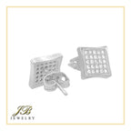 Square 6 Cubic Zirconia Earrings 14K Gold Filled Silver Hip Hop Studs Jewelry Women Men