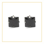 Cubic Zirconia Square Stud Earrings Stainless Steel Black Jewelry Men Women