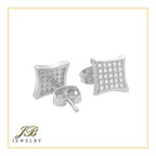 Square 15 Cubic Zirconia Earrings 14K Gold Filled Silver Hip Hop Studs Jewelry Women Men