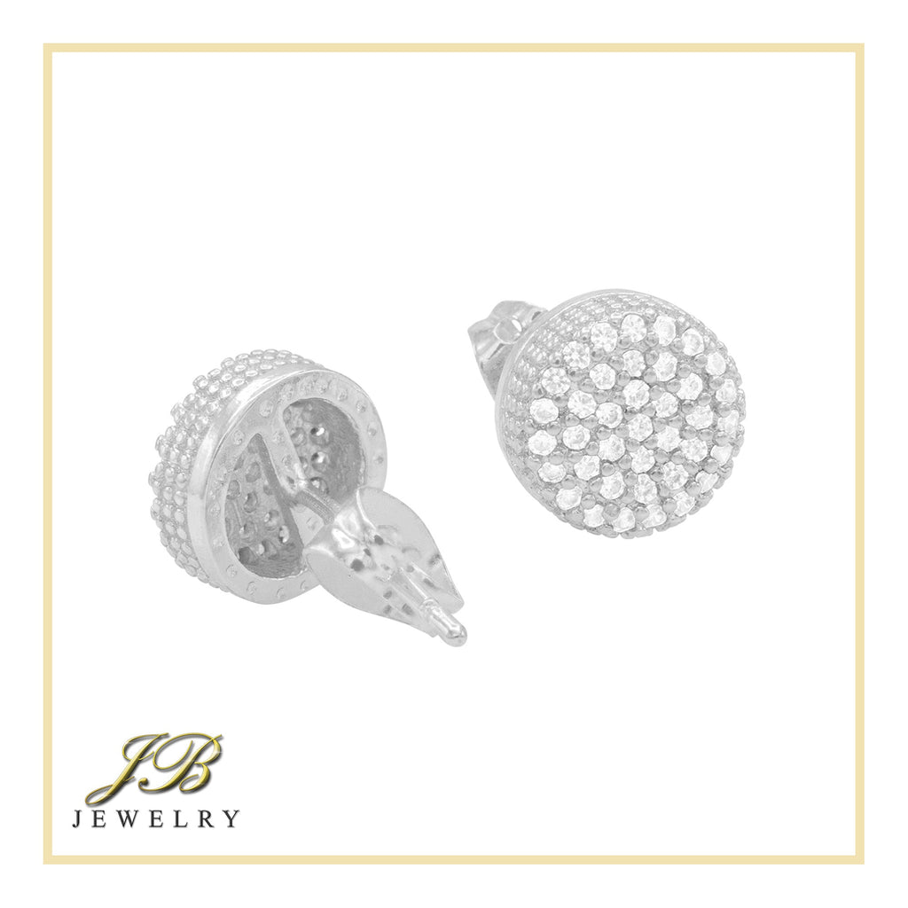 Round 4 Cubic Zirconia Earrings 14K Gold Filled Silver Hip Hop Studs Jewelry Women Men