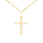 Elegant Cross Cubic Zirconia Pendant With Necklace Set 14K Gold Filled