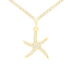 Ocean Starfish Cubic Zirconia Pendant With Necklace Set 14K Gold Filled