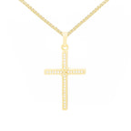 Thin Cross Cubic Zirconia Pendant With Necklace Set 14K Gold Filled