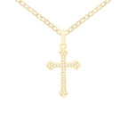 Cross Pendant Cubic Zirconia 14K Gold Filled Chain Necklace Set